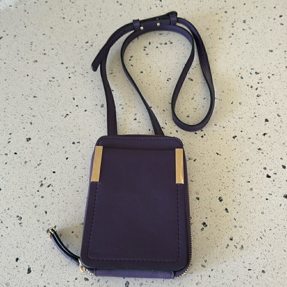 Alfani Women’s Smartphone Crossbody Bag Cellie  Color Plum/Purple Zip Closure